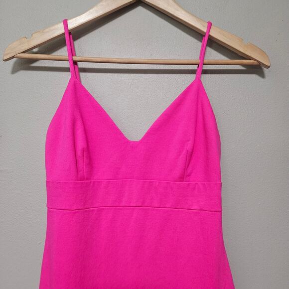 Lulus Hot Pink Bodycon Midi Dress Size Small‎ Spaghetti Strap Party - Picture 2 of 11